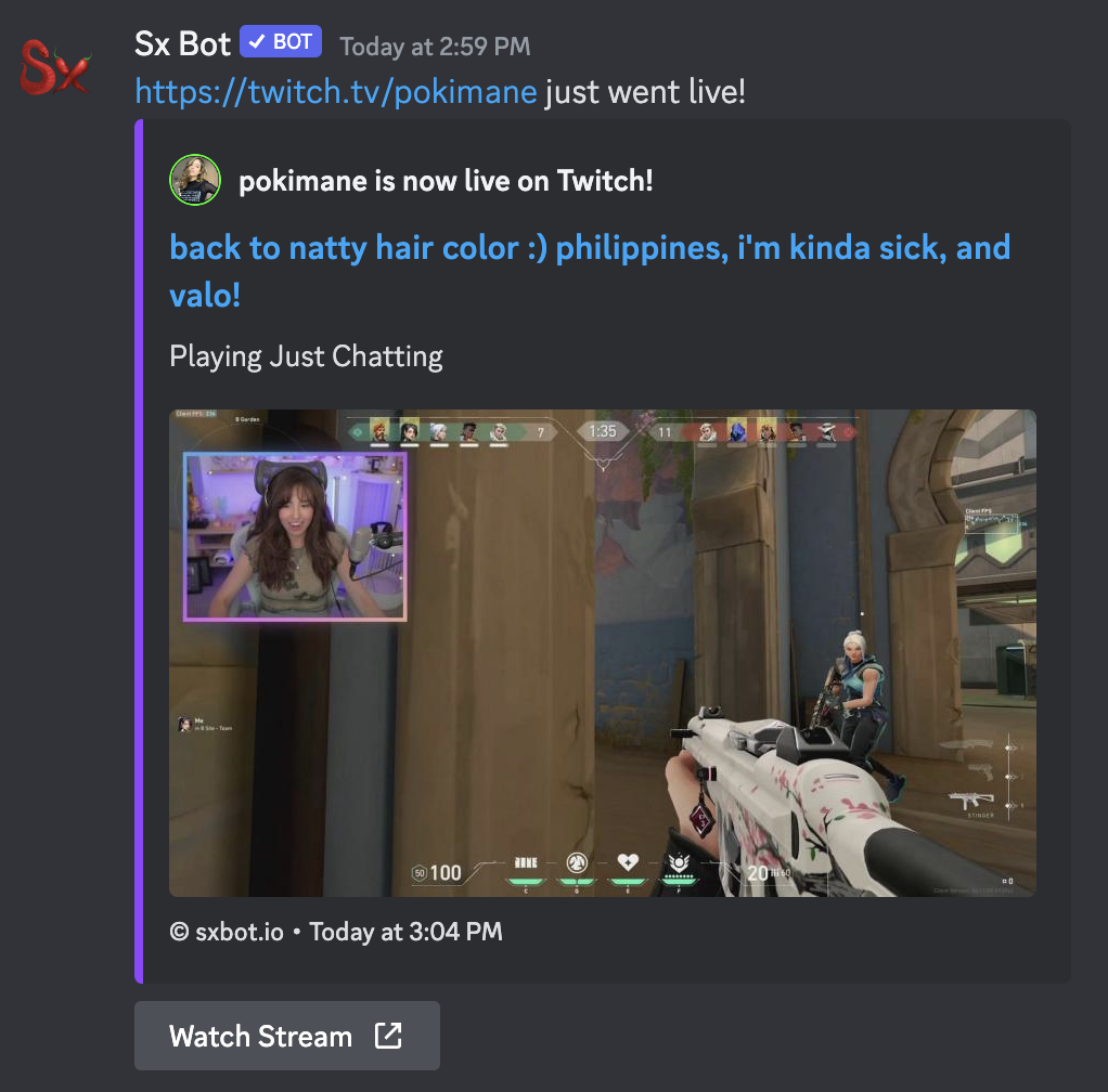 Twitch notification example